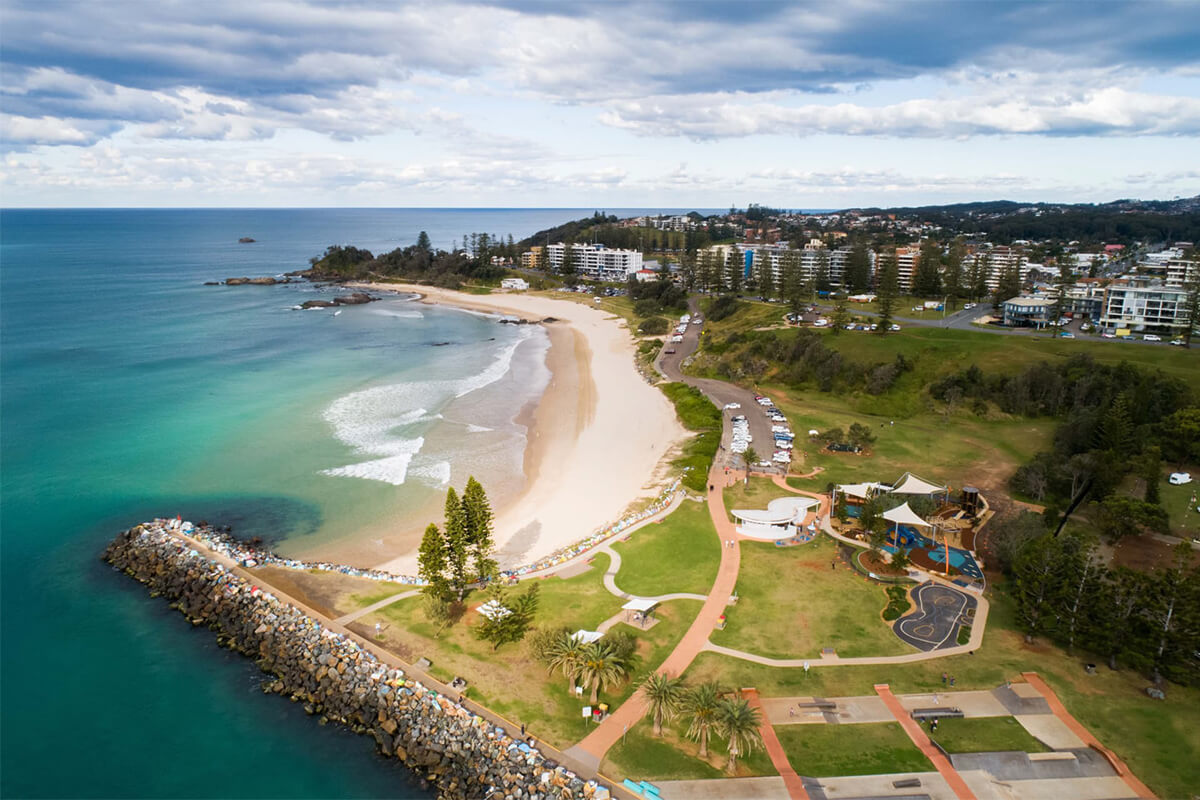 Aerial view of Town Beach playspace. Image credit: 