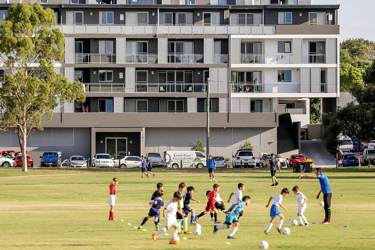 Soccer training in Tasker Park, Canterbury NSW. Credit: NSW Department of Planning and Environment / Salty Dingo