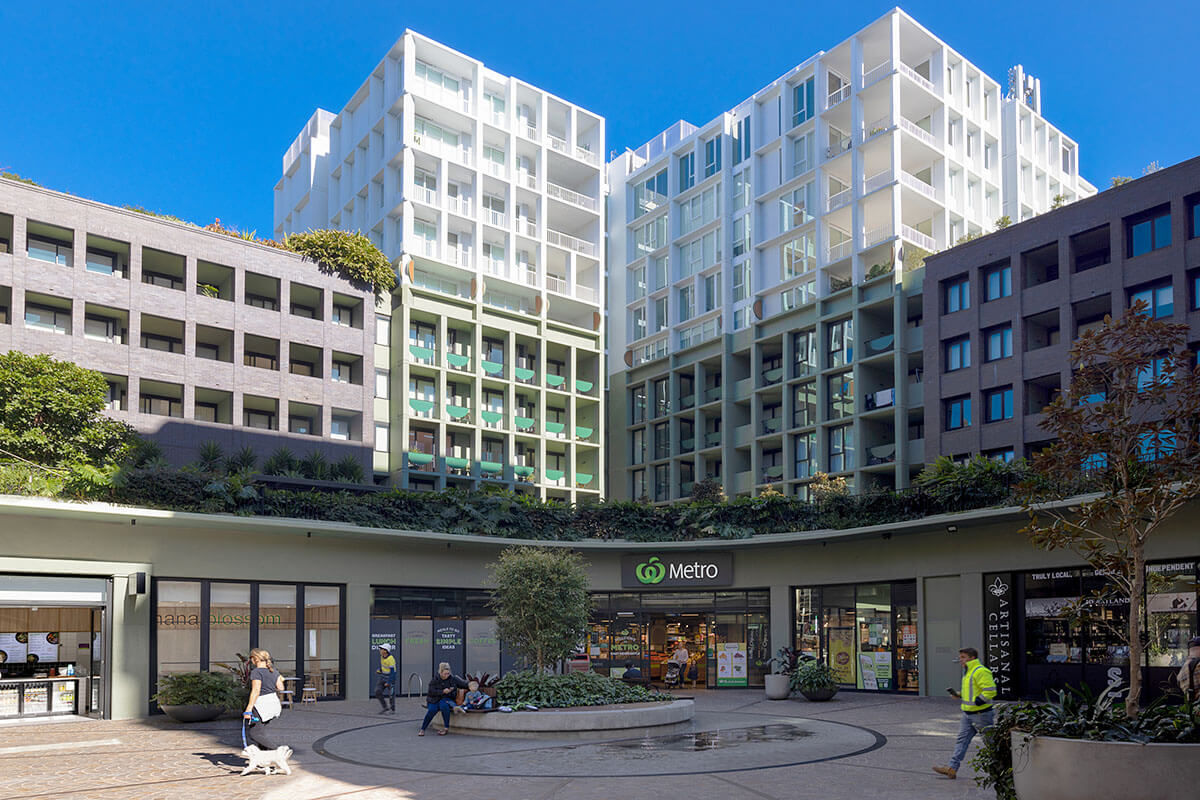 Newcastle CBD apartments with shops and retail outlets below. Credit: Edwina Richards/DPHI