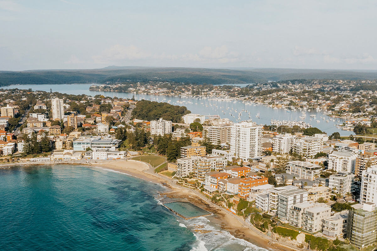 Scenic coastal views over The Esplanade and South Cronulla Beach, Cronulla. Credit: Destination NSW
