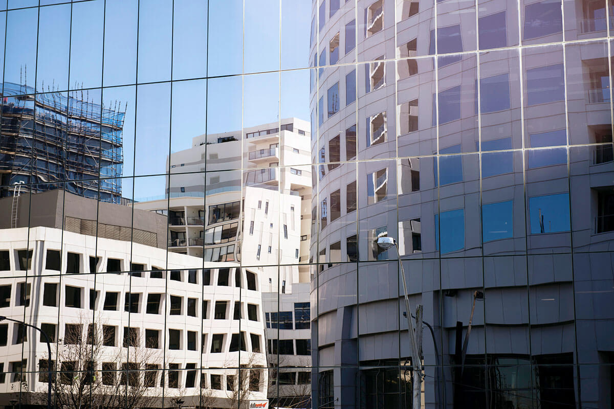 Reflection of office buildings, St Leonards NSW. Credit: NSW Department of Planning and Environment / Don Fuchs